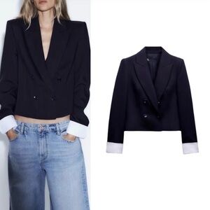 Women's Black Double-Breasted Blazer